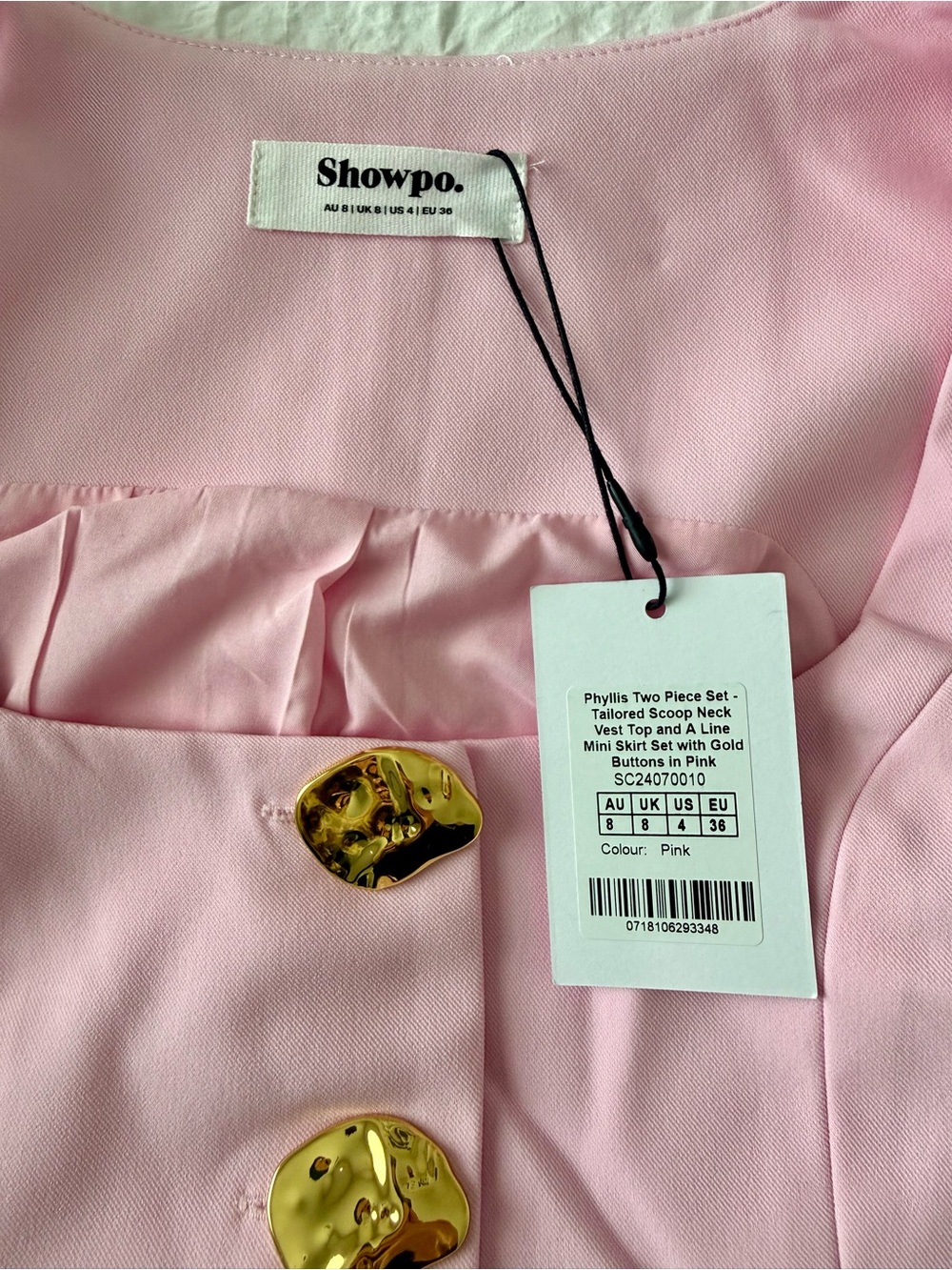 Showpo Pink Tailored Top with Gold Buttons